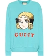 GUCCI GUCCY EMBROIDERED COTTON SWEATSHIRT,P00343110