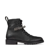 JIMMY CHOO CRUZ FLAT Black Grainy Leather Combat Boots with Crystal Detailing,CRUZFLATGTC