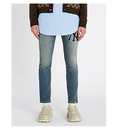 Gucci Ny Yankees™ Patch Regular-fit Straight Jeans In Blue