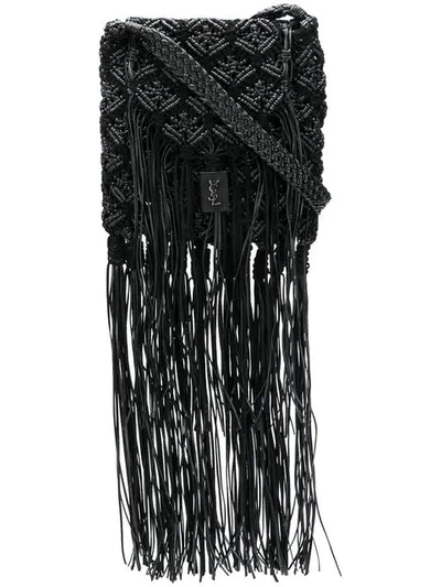 Saint Laurent Long Fringe Satchel Bag - Black