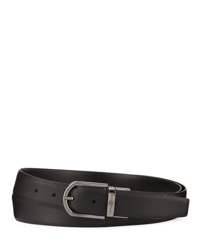 Ermenegildo Zegna Men's Reversible Grained Leather Belt In Brown