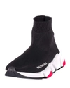 Balenciaga Speed Logo-print Stretch-knit High-top Sneakers In Black/pink