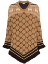 GUCCI GG LOGO KNIT WOOL PONCHO