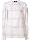 CALVIN KLEIN 205W39NYC BUTTONED SLEEVE PLAID TOP