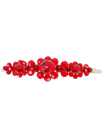 Simone Rocha X Browns 50 Large Floral Bead Embellished Hair Clip In Red