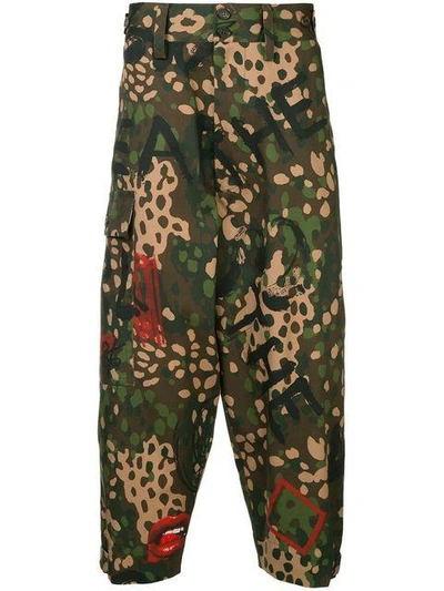 Vivienne Westwood Cropped James Bond Trousers Camouflage Print In Green