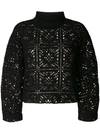 SEE BY CHLOÉ SEE BY CHLOÉ PERFORATED TURTLENECK SWEATER - BLACK