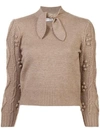CO CO TIE NECK SWEATER - BROWN