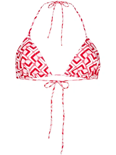 La Doublej Triangle Bikini Top In Domino Valentino