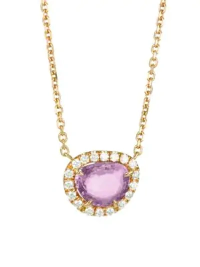 Anita Ko 18k Rose Gold Diamond & Pink Sapphire Pendant Necklace