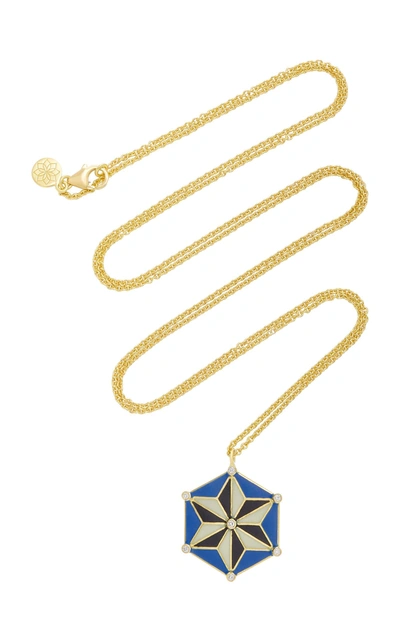 Amrapali 18k Gold And Enamel Star Necklace In Black