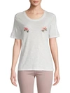 MAJE Floral Embroidered Cotton Tee,0400099200445