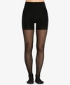 Spanx Micro-fishnet Mid-thigh Shaping Tights In Very Black