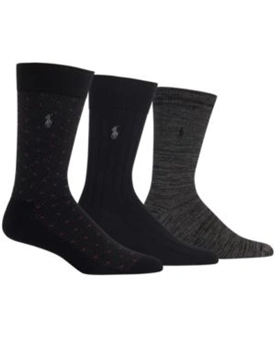Polo Ralph Lauren Supersoft Birdseye, Solid Rib & Melange Trouser Socks - Pack Of 3 In Black