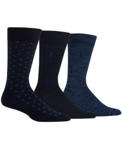 POLO RALPH LAUREN MEN'S DIAMOND DOT DRESS SOCKS, 3 PACK