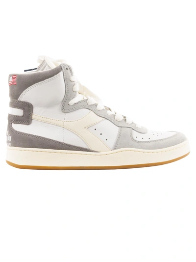 Diadora Lc23 Mi Basket Marte Hi Top Sneakers In Bianco/grigio