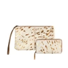 MAHI LEATHER Matching Clutch & Purse Gift Set In Cream & Copper Pony Hair Leather
