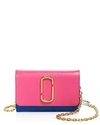 Marc Jacobs Two-tone Saffiano Leather Wallet On A Chain In Vivid Pink Multi/gold