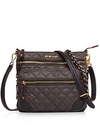 Mz Wallace Downtown Crosby Medium Nylon Crossbody In Medium Gray/gold