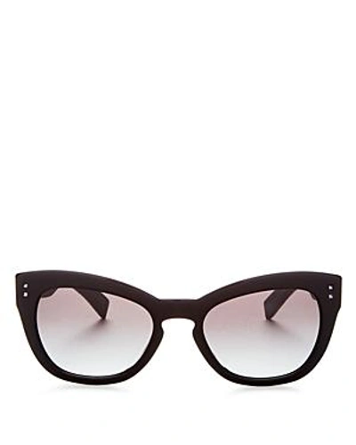 Valentino Rockstud Acetate Butterfly Sunglasses W/ Leather Wrapped Arms, Black In Black/smoke
