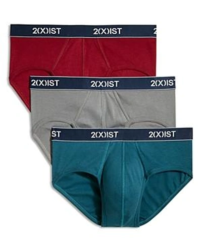 2(x)ist No-show Briefs, Pack Of 3 In Blue/ Tawny Port/ Stormy/ Navy