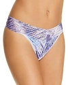 Hanky Panky Original-rise Printed Lace Thong In Blue/purple