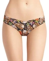 Commando Print Microfiber Thong In Woven Skull