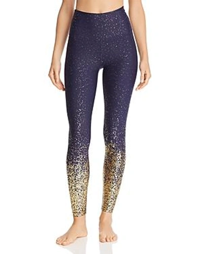 Beyond Yoga Alloy Ombre High-waist Midi Legging In Navy/ Gold Speckle