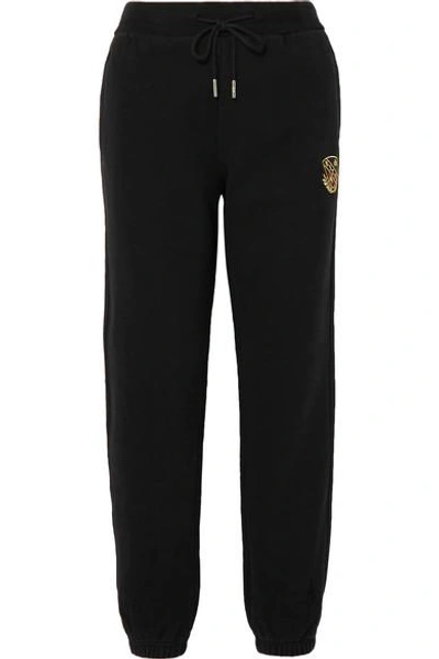 Kith Chelsea Appliquéd Cotton-jersey Track Trousers In Black