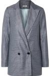 GANNI Oversized checked silk and wool-blend blazer
