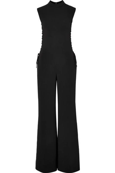 Stella Mccartney Mock-neck Sleeveless Lace-up Sides Wide-leg Jumpsuit In Black