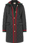GUCCI Hooded grosgrain-trimmed quilted shell coat