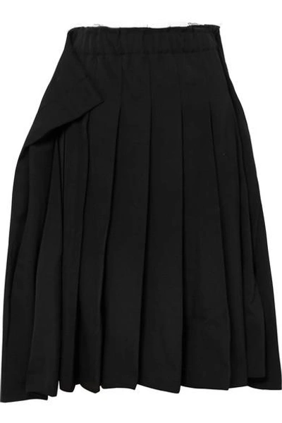 Comme Des Garçons Comme Des Garçons Pleated Wool-gabardine Midi Skirt In Black