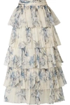 JOHANNA ORTIZ Journey of the Soul tiered pleated floral-print silk-organza skirt