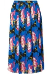KENZO Pleated floral-print crepe midi skirt