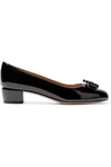 Ferragamo Vara Bow-embellished Patent-leather Pumps In Black