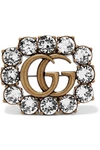 Gucci Metal Double G Brooch With Crystals In Gold