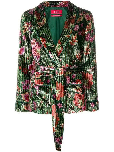 F.r.s For Restless Sleepers Floral Velvet Blazer In Green