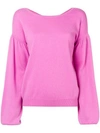 ALLUDE ALLUDE DROP SHOULDER SWEATER - PINK