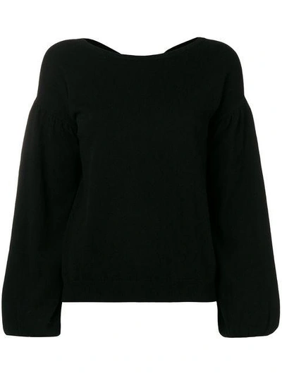 Allude V-neck Fine Knit Sweater In Black