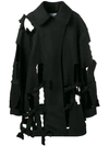 ROBERTS WOOD ROBERTS WOOD DOUBLE BREASTED CUT OUT COAT - BLACK