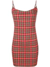 MIAOU MIAOU SHORT CHECK FITTED DRESS - RED