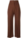 JACQUEMUS JACQUEMUS CROPPED HIGH WAISTED TROUSERS - BROWN