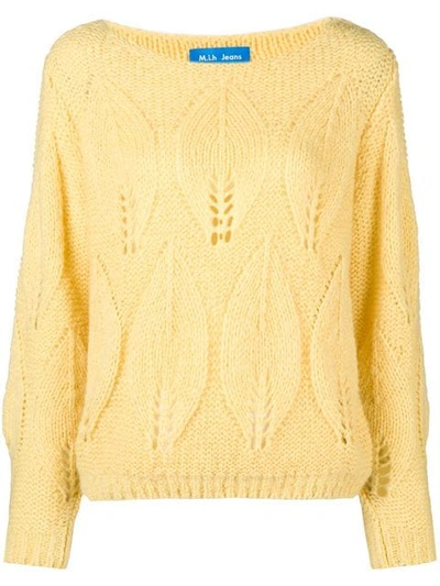 M.i.h. Jeans Lacey Leaf Knit Jumper In Yellow