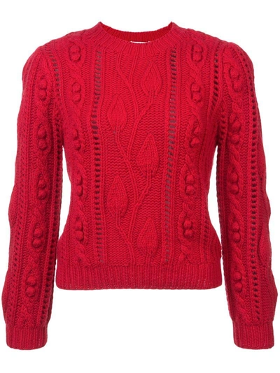 Co Cable-knit Wool And Cashmere-blend Sweater In Red