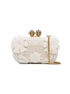 ALEXANDER MCQUEEN ALEXANDER MCQUEEN WHITE FLOWER APPLIQUÉ CLUTCH BAG