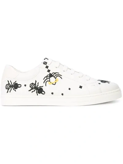 Fendi Insect Embroidered Sneakers In White