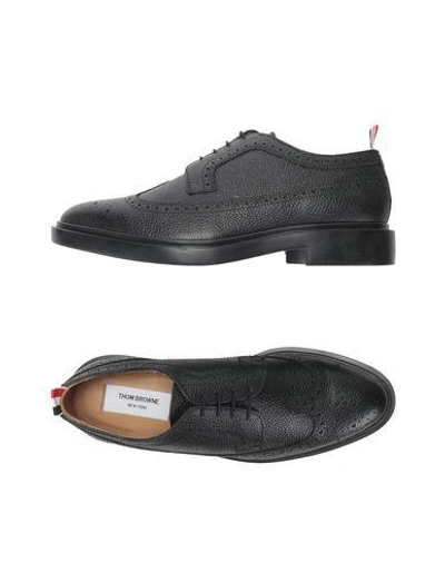 THOM BROWNE THOM BROWNE MAN LACE-UP SHOES BLACK SIZE 7.5 SOFT LEATHER,11496433BN 11