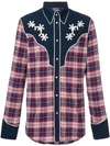 DSQUARED2 PLAID FLORAL EMBROIDERED SHIRT