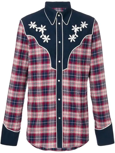 Dsquared2 Brushed Cotton Flannel Western Shirt In Red